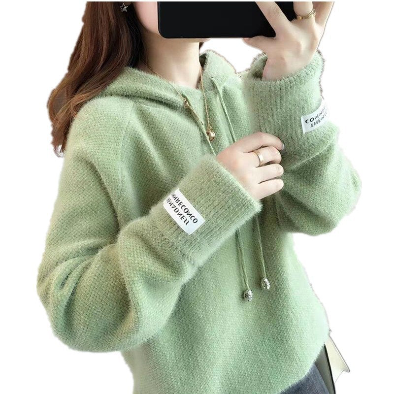 Damen Kuscheliger Hoodie mit Kordelzug und hohem Kragen R&B
