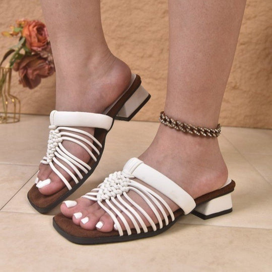 Damen elegante Riemchen-Sandalen mit kunstvollen Perlenapplikationen R&B