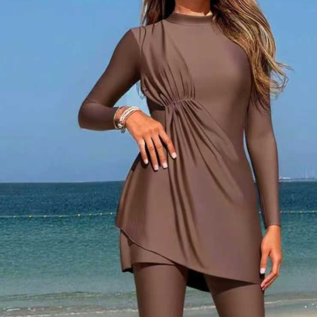 Damen Modischer Sportbadeanzug mit asymmetrischem Rock R&B