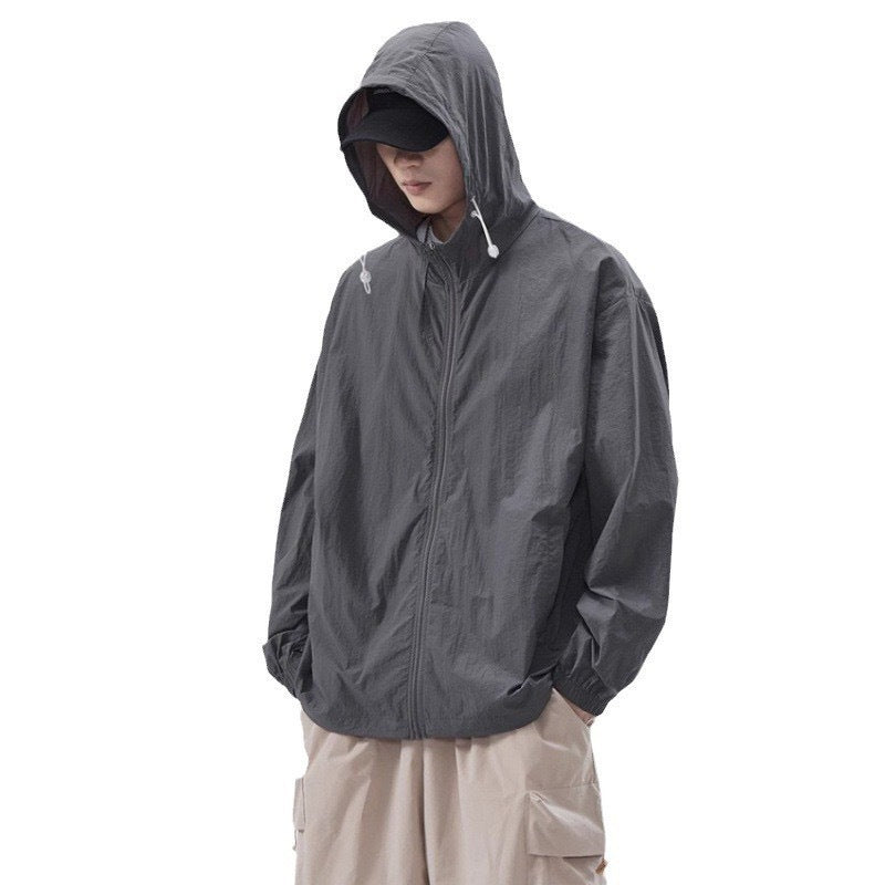 Herren leichte Windjacke mit praktischen Taschen und verstellbarem Kapuzen-Design R&B