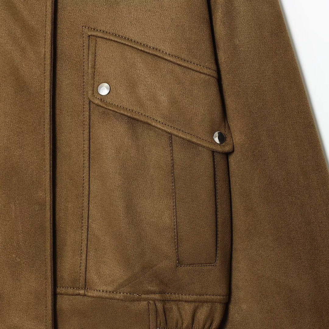 Damen moderne Utility-Jacke mit hochgeschlossenem Kragen und praktischen Taschen R&B