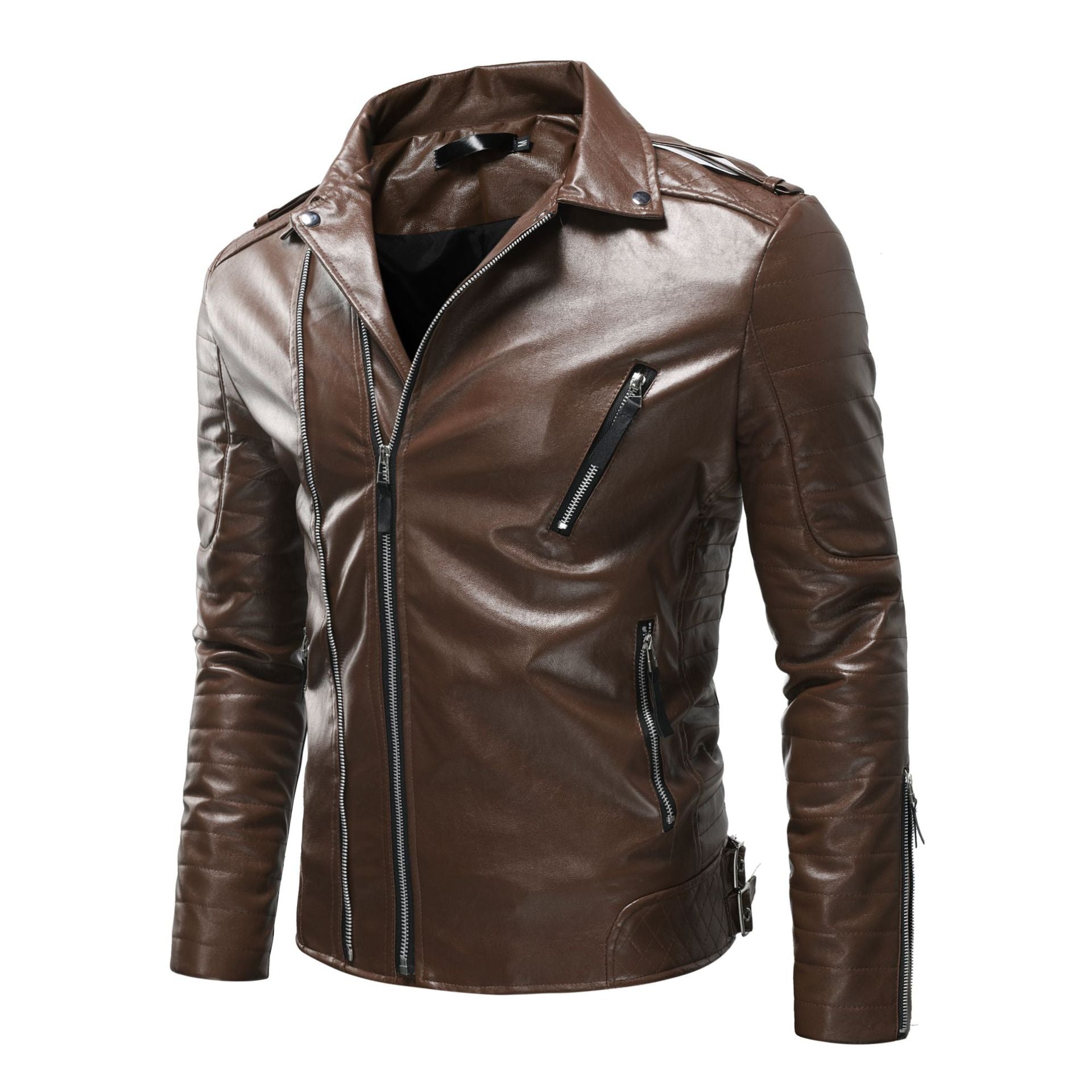 Herren Leder Bikerjacke mit Taschen