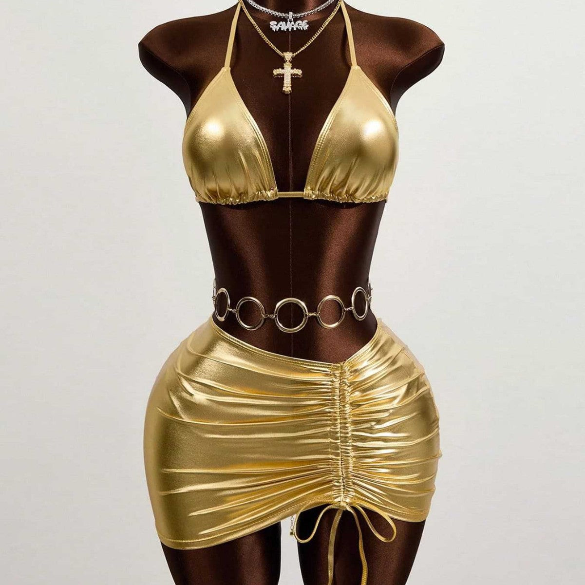 Damen Triangel-Bikini mit verstellbarem Rock R&B