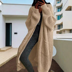 Damen Langer Strickcardigan mit seitlichen Taschen und lässigem Schnitt R&B