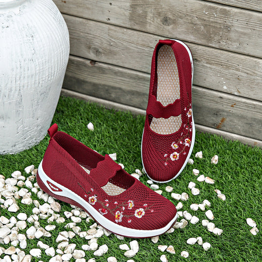 Damen Bequeme Sneaker mit floralen Stickereien R&B