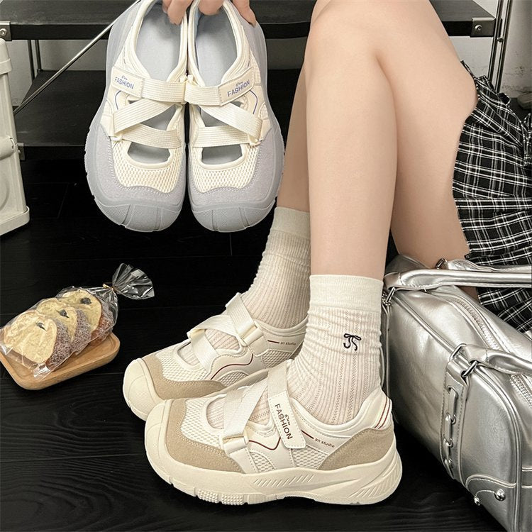 Damen modische Sneaker mit einzigartigem Riemchendesign und atmungsaktiver Oberflächenstruktur R&B