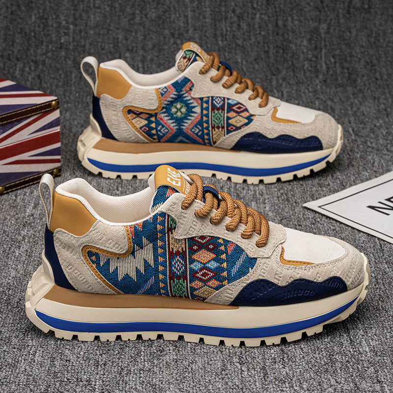 Damen Sportliche Sneaker mit buntem Ethno-Muster und flexibler Sohle R&B