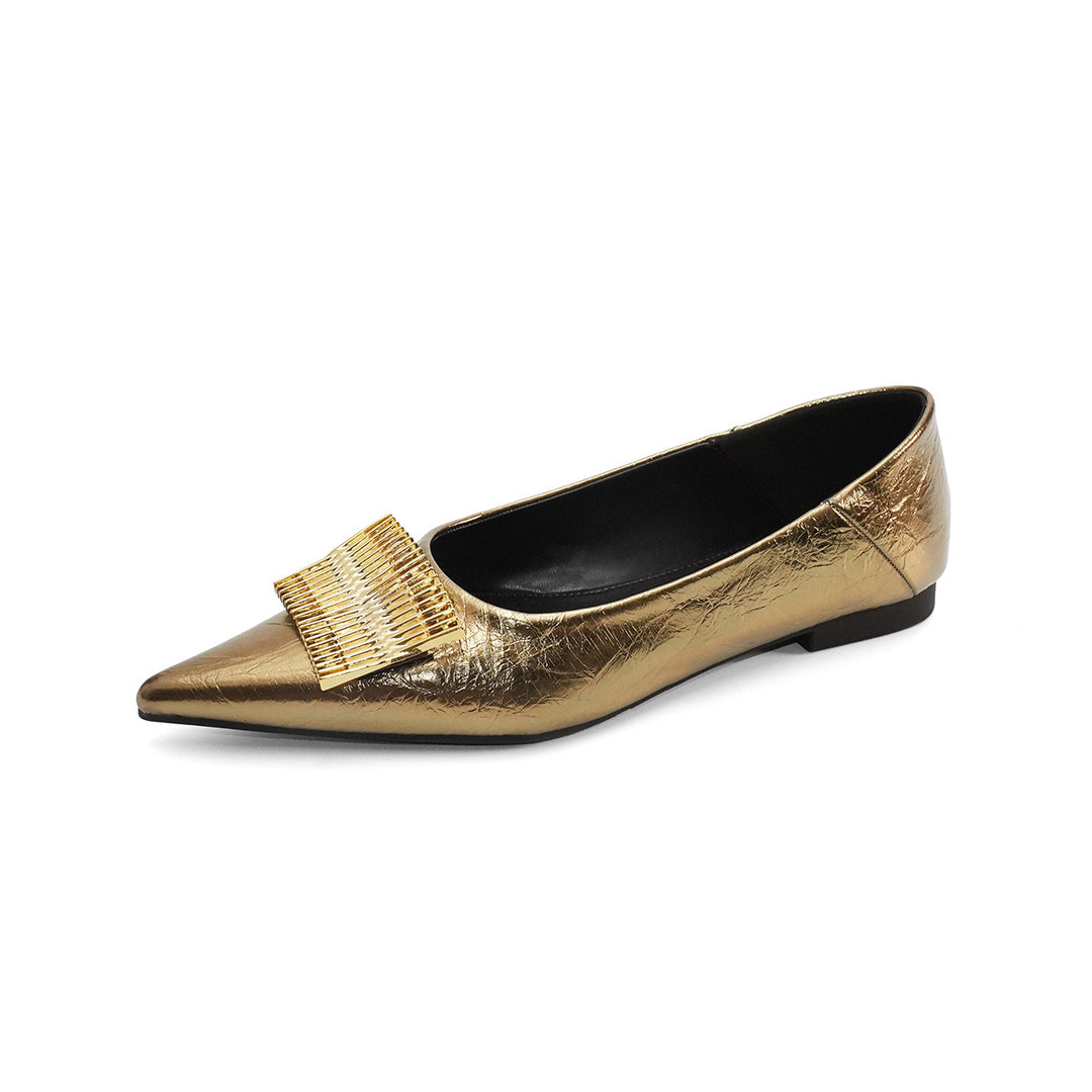 Damen elegante spitze Ballerinas mit dekorativem Metallakzent R&B