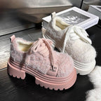Damen Modische und atmungsaktive Plateau-Sneaker mit kuscheligem Obermaterial R&B
