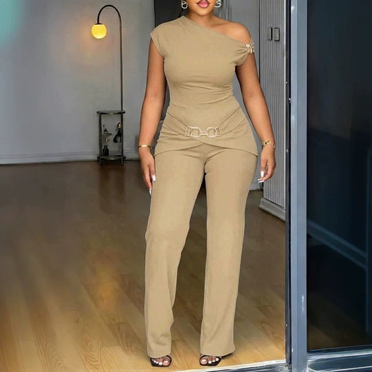 Damen Elegantes One-Shoulder Jumpsuit R&B