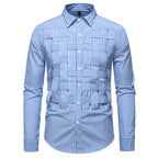 Herren elegantes Hemd mit strukturiertem Streifenmuster R&B