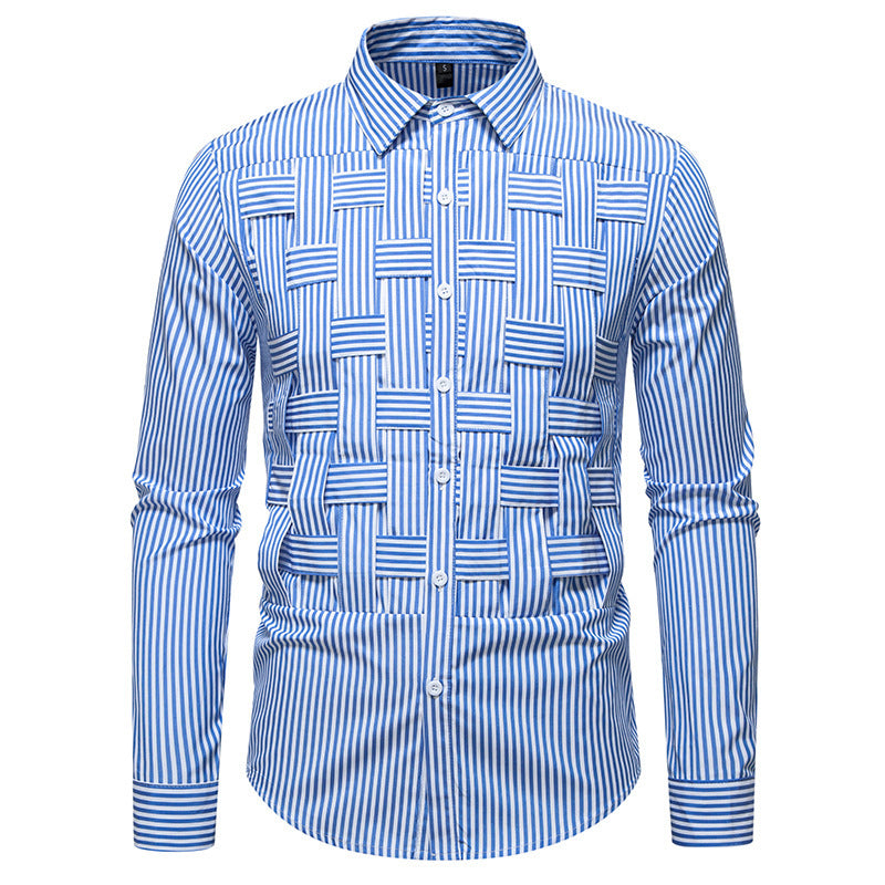 Herren elegantes Hemd mit strukturiertem Streifenmuster R&B