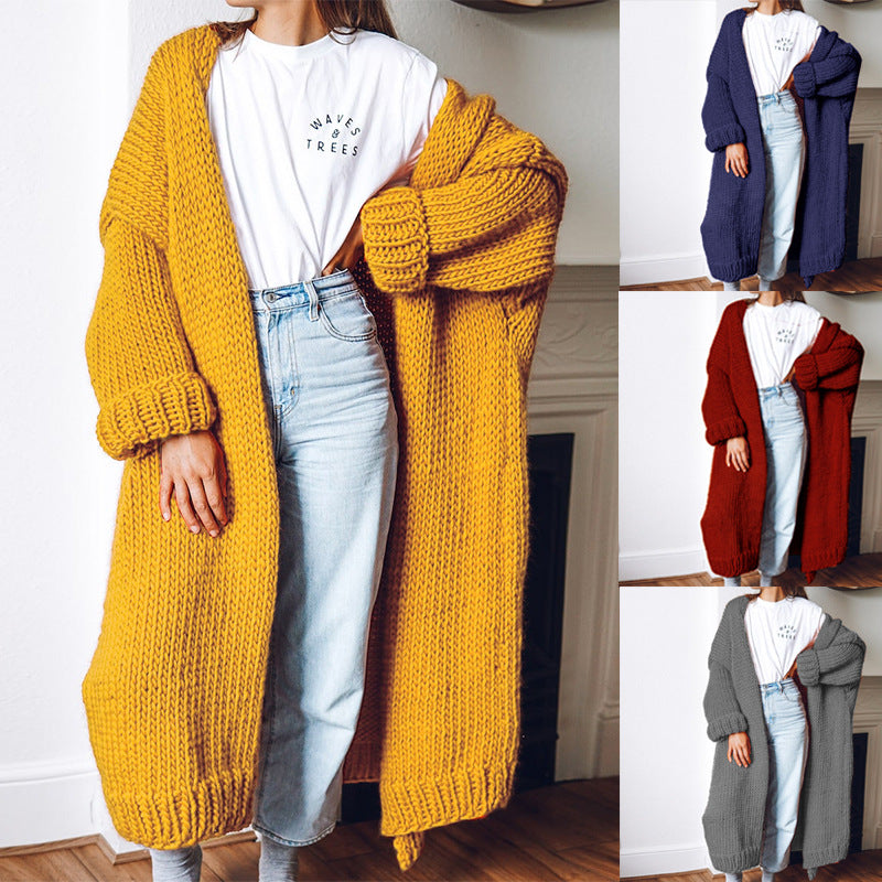 Damen Langärmeliger Grobstrick Cardigan R&B