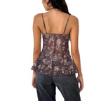 Damen Nostalgiisches Karo-Trägertop mit Rüschendetails