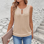 Damen luftiges Tanktop mit dekorativem Ausschnitt und feiner Struktur R&B