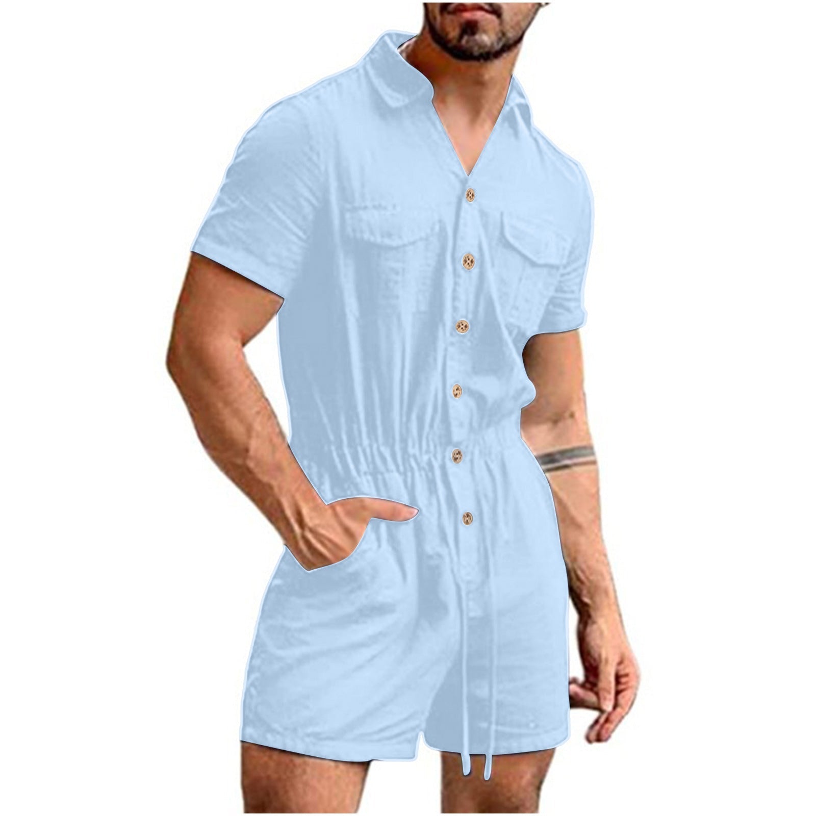 Herren Kurzoverall mit lR&Bhaftem Blumenmuster R&B