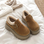 Damen Komfort Clogs mit warmem Kunstfell und modischem Riemen R&B