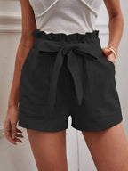 Damen Tailored Shorts mit Krawatte und praktischen Taschen R&B
