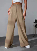 Damen weite Hochtaillen-Hose mit eleganter Faltenlegung und zeitgemäßem Schnitt R&B
