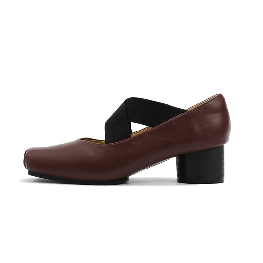 Damen elegante Ballerinas mit elastischen Riemen und glänzender Leder-Oberfläche R&B