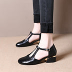 Damen Elegante T-Strap Pumps mit geflochtenem Detail und modischem Absatz R&B