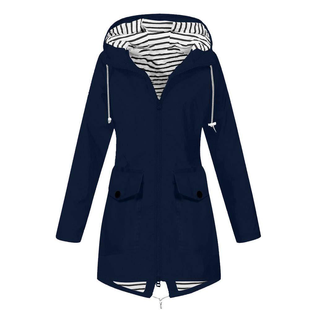 Damen Outdoor-Jacke mit verstellbarem Kapuzenkragen und dekorativen Taschen R&B
