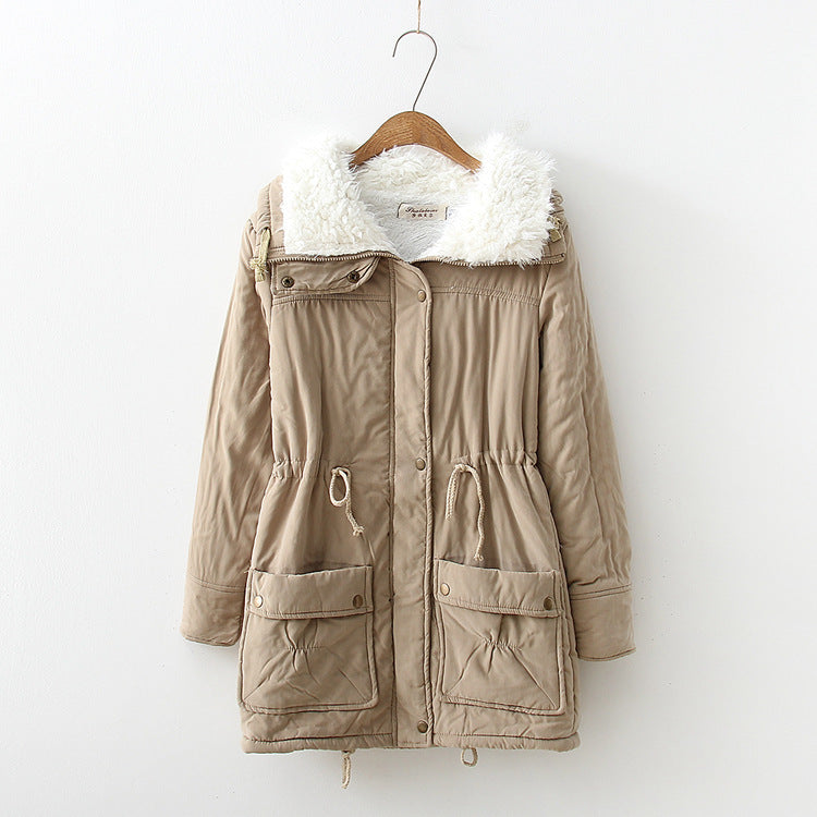 Damen gerade geschnittene Winterjacke mit kunstfellbesetztem Kragen und praktischen Taschen R&B