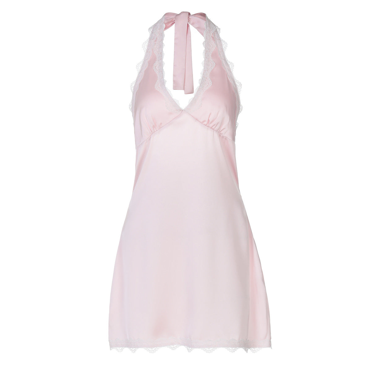 Damen sexy Nachtkleid mit elegantem Spitzenkragen und verstellbaren Bändern R&B