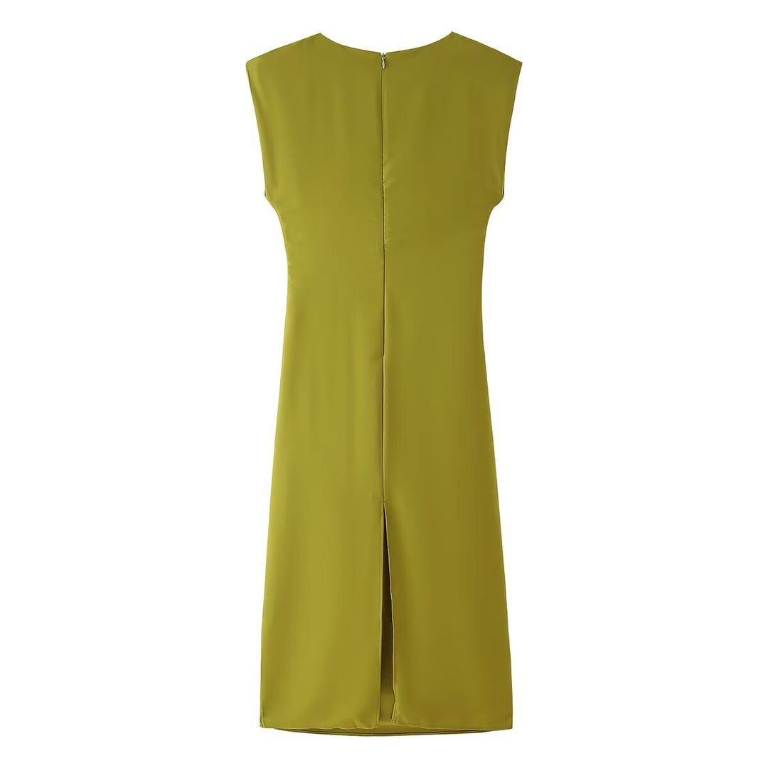 Damen elegantes Jersey-Kleid mit Detailrüsche und edlem Schmuckelement R&B