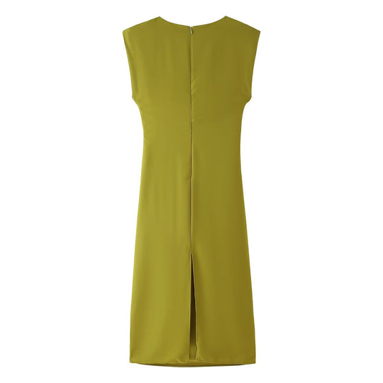 Damen elegantes Jersey-Kleid mit Detailrüsche und edlem Schmuckelement R&B