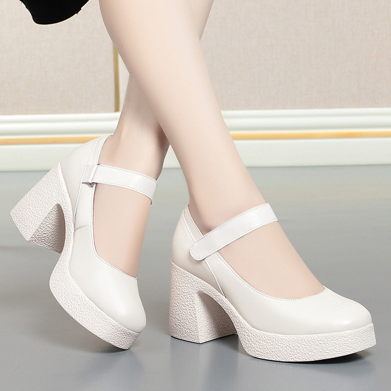 Damen Plateau-Mary Jane Pumps mit verstellbarem Riemen und komfortablem Blockabsatz R&B