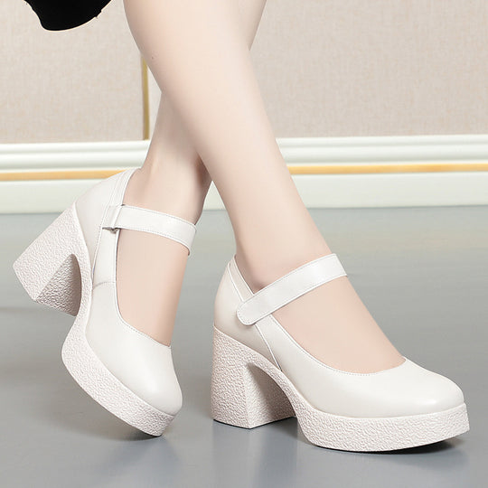 Damen Plateau-Mary Jane Pumps mit verstellbarem Riemen und komfortablem Blockabsatz R&B