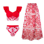 Damen Bikini-Set mit modischem Wickelrock und charmanten Rüschen R&B