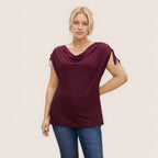 Damen elegantes Oberteil mit lässigem Drapierung und seitlichen BindR&Bändern R&B