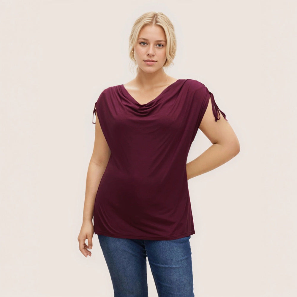 Damen elegantes Oberteil mit lässigem Drapierung und seitlichen BindR&Bändern R&B