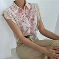 Damen elegante Bluse mit Cut-Out-Ärmeln und schickem Spitzenbesatz R&B