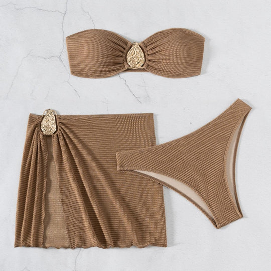 Damen Bandeau-Bikini-Set mit schickem Faltendetail R&B