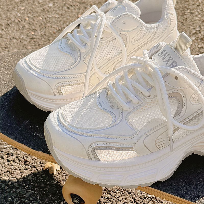 Damen Chunky Sneakers mit atmungsaktiver Mesh-Oberfläche und gepolsterter Sohle R&B