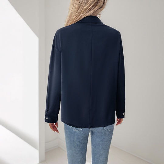 Damen elegante Bluse mit dekorativer Faltenstruktur R&B