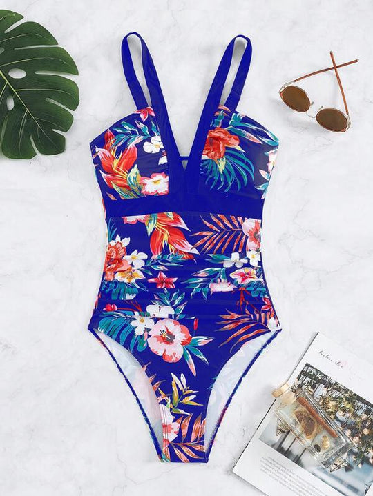 Damen Einteiliger Badeanzug mit anspruchsvollem Floral-Design R&B