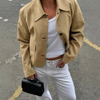 Damen Elegante Wildlederjacke mit praktischen Taschen und modernem Schnitt R&B