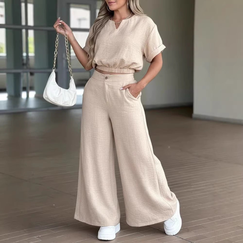 Damen lässiges Zweiteiler-Set aus leichtem und atmungsaktivem Stoff R&B