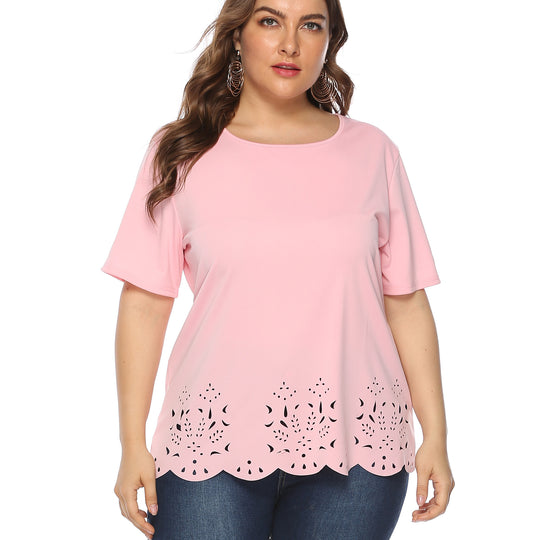 Damen luftiges Oberteil mit floralem Lochmuster R&B