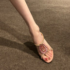 Damen elegante Pailletten-Sandalen mit verziertem Riemen R&B