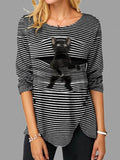 Damen lässige T-Shirt mit Katzenmotiv