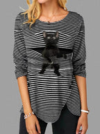 Damen lässige T-Shirt mit Katzenmotiv