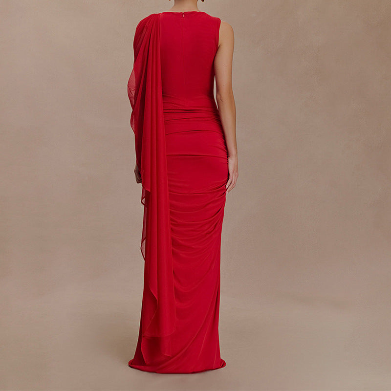 Damen Glamouröses Abendkleid mit asymmetrischem Dekolleté und elegantem Drapierungsdesign R&B