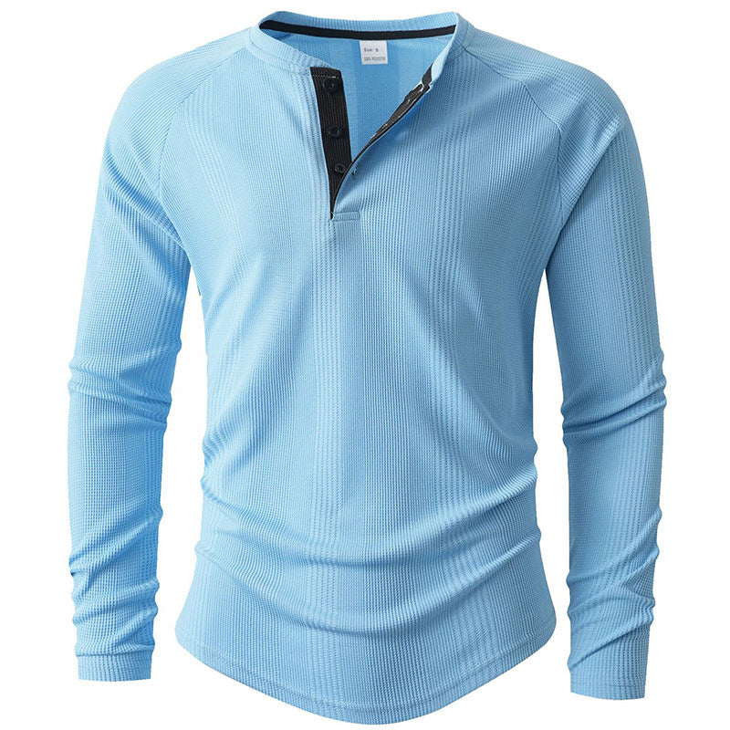 Herren Langarm Henley-Shirt mit strukturierter Oberfläche R&B