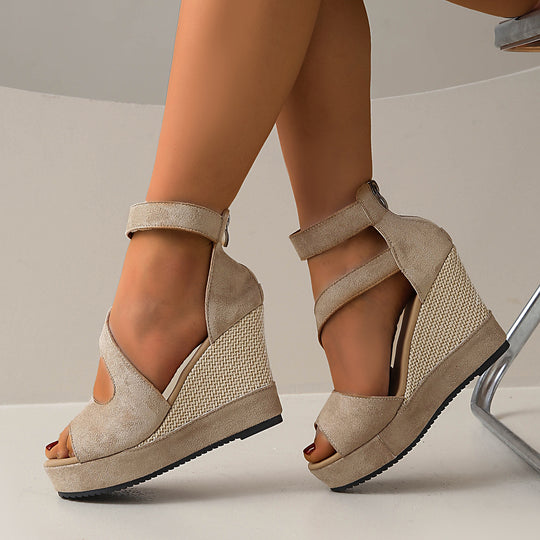 Damen Wedge-Sandalen mit flexiblem Riemendesign und bequemer Sohle R&B