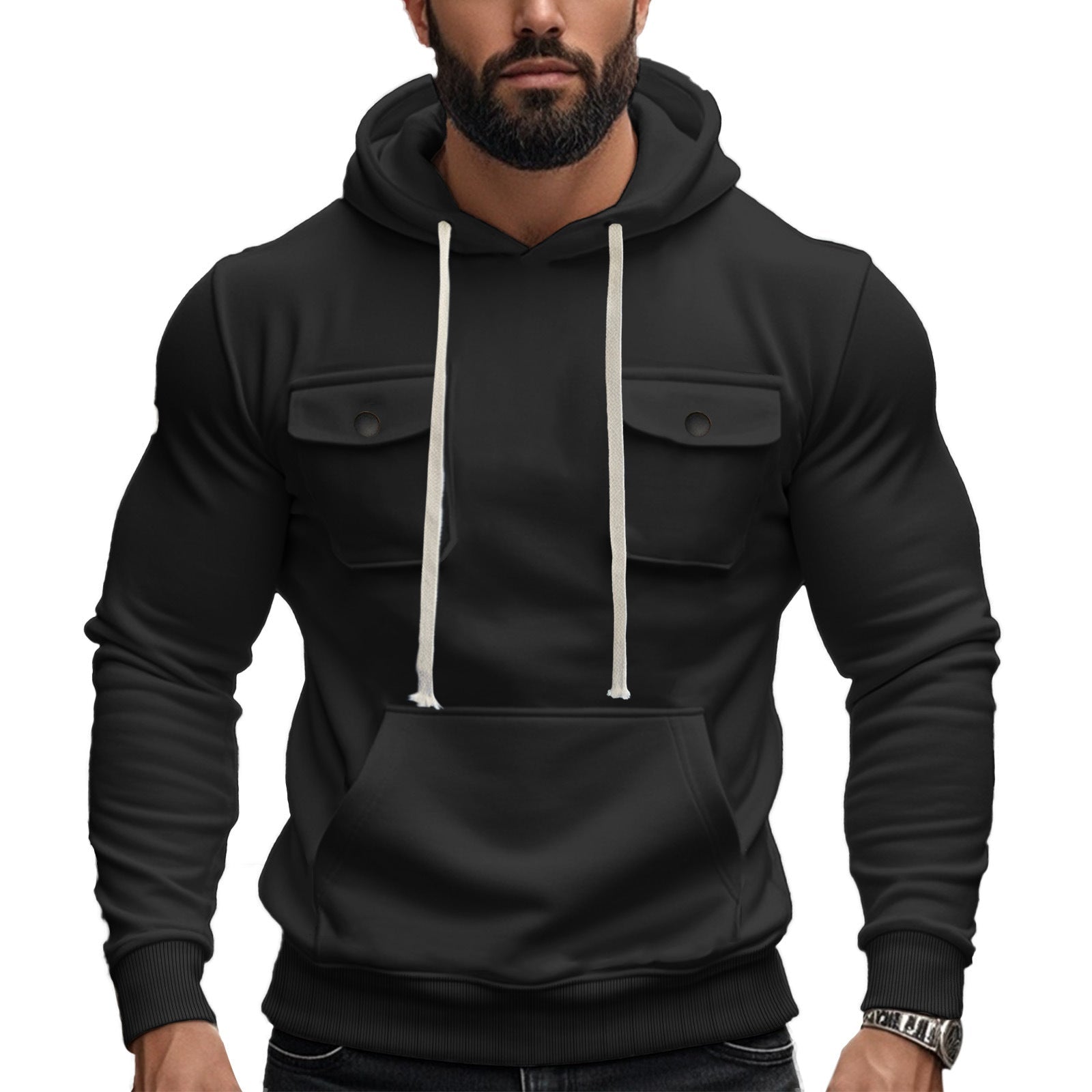 Herren Kapuzenpullover mit praktischen Pattentaschen und modernem Design R&B